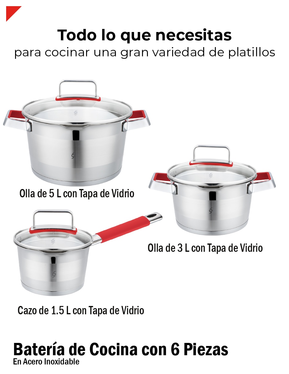 Batería de cocina de acero inoxidable 6 piezas 11