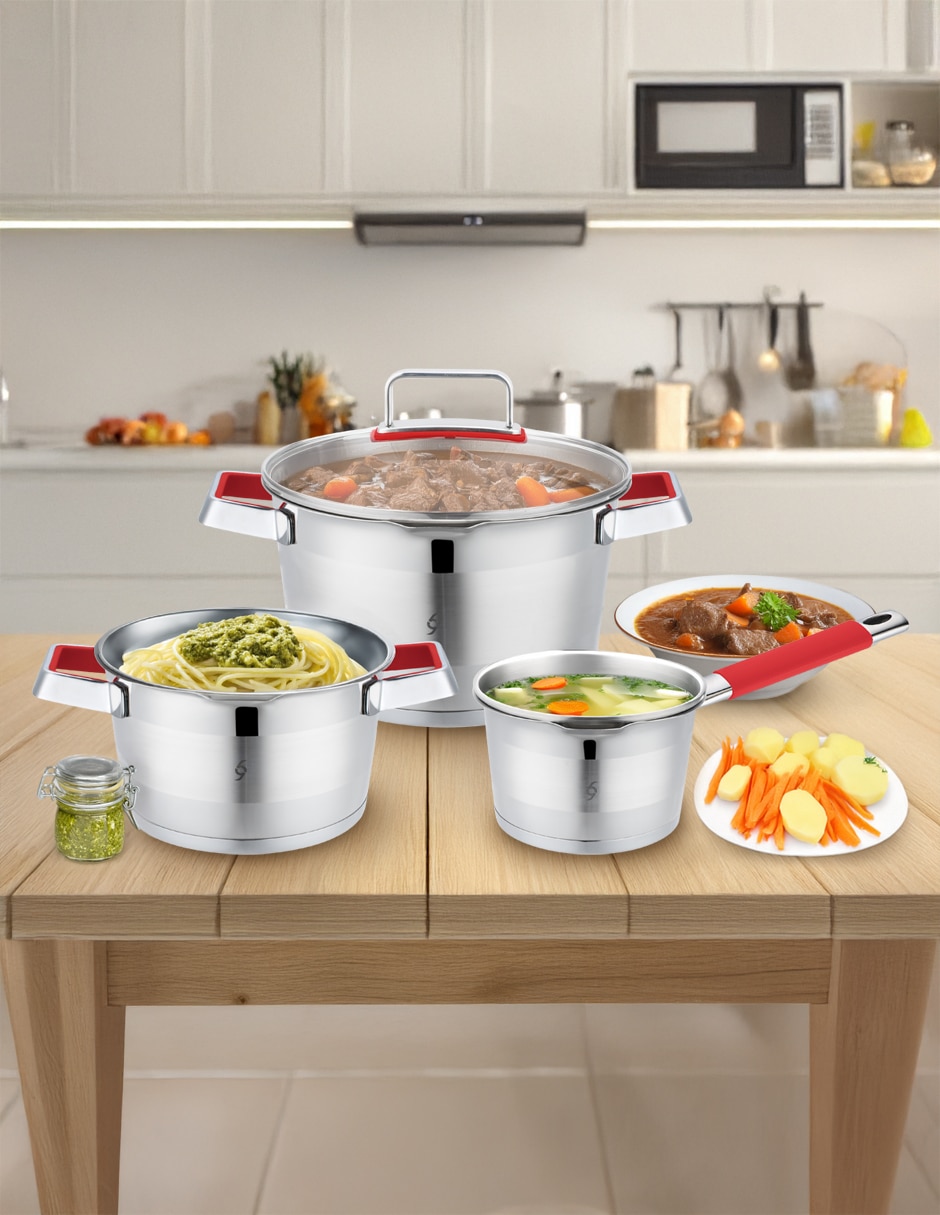 Batería de cocina de acero inoxidable 6 piezas 10