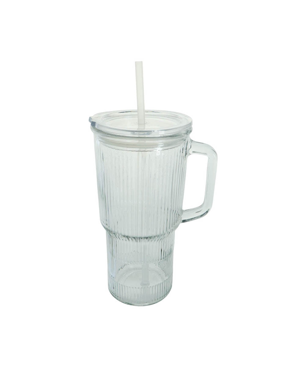 Set de vasos con tapa de vidrio con 2 piezas 2