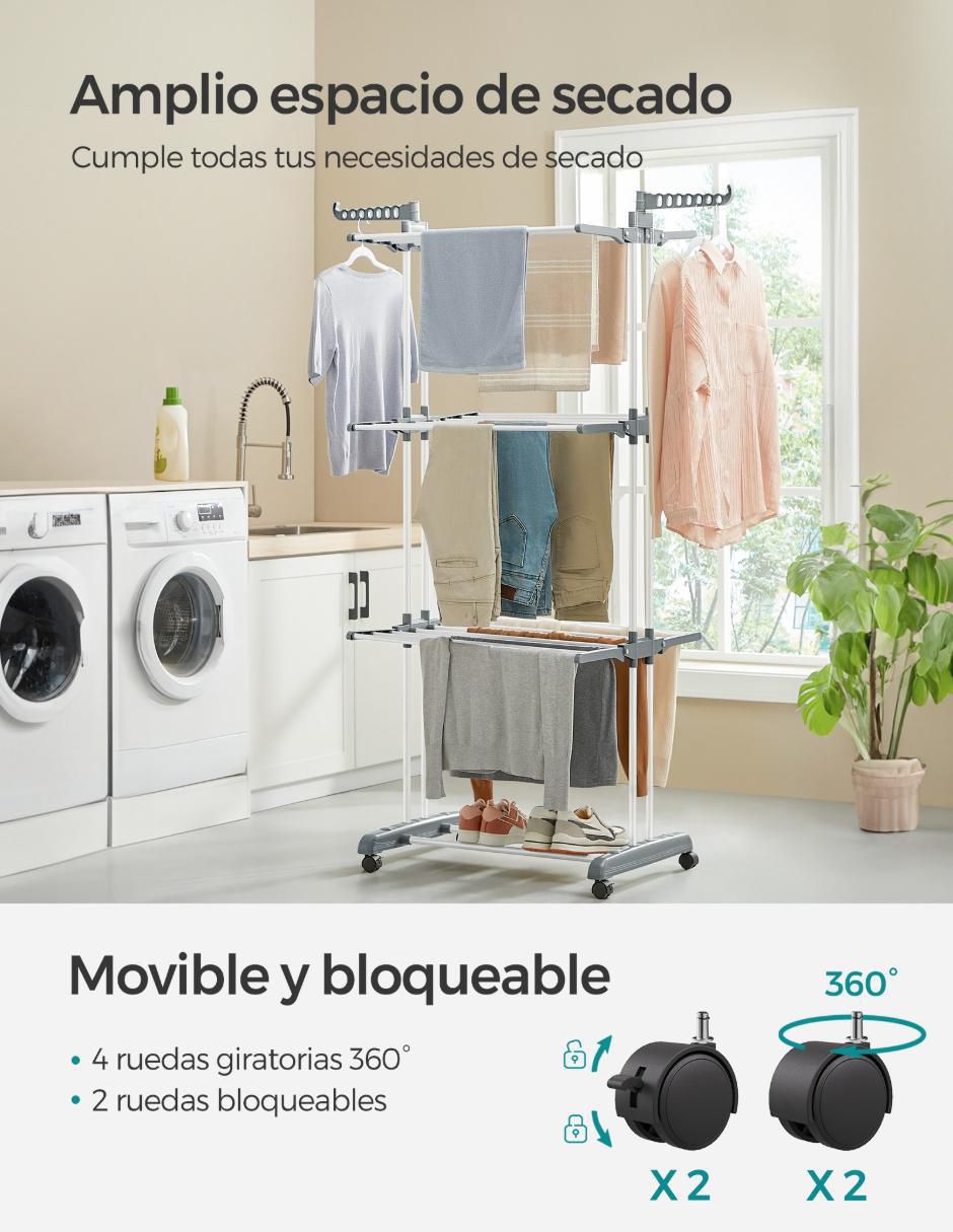 Tendedero plegable de acero con plástico 3