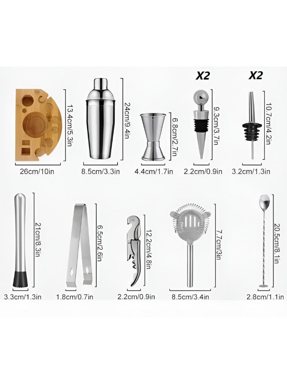 Set bar de acero inoxidable 4