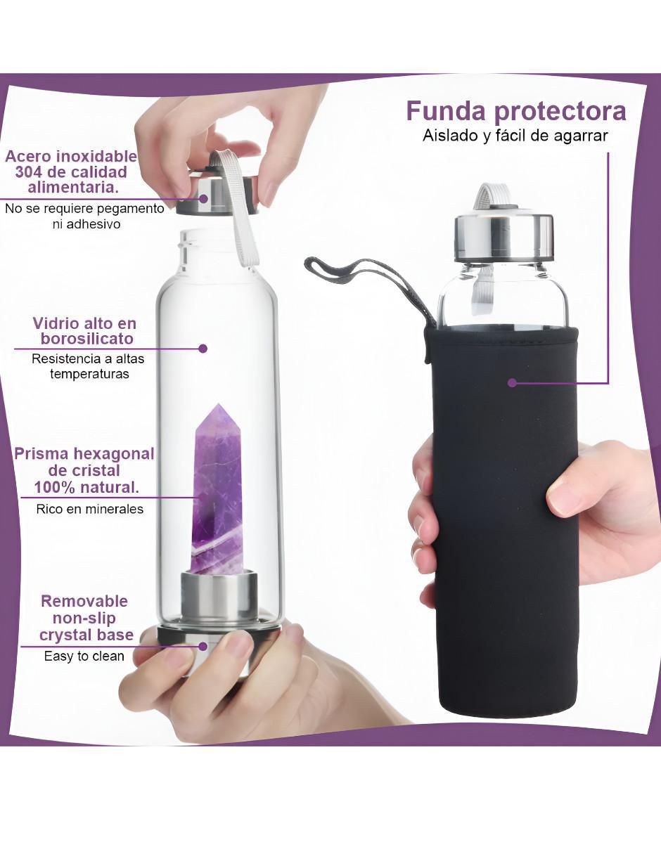 Botella de agua de vidrio con tapa rosca 560 ml 2