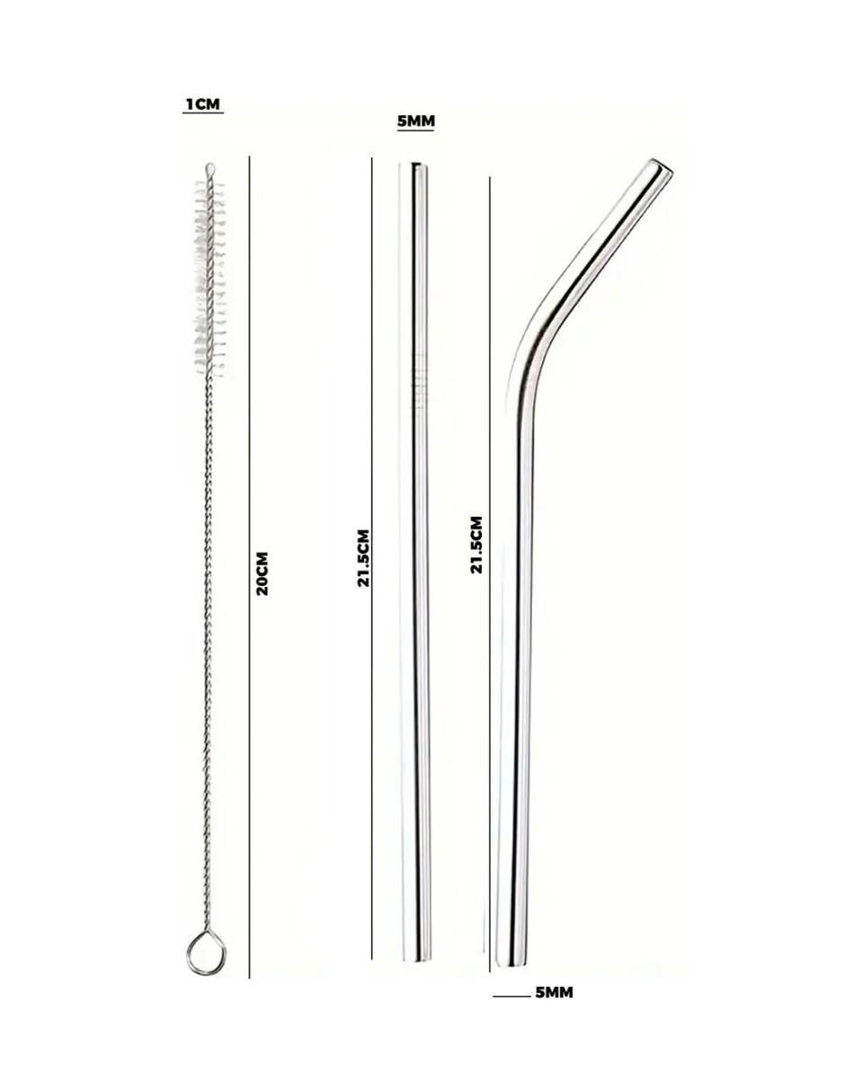 Set popote con limpiador de acero inoxidable con 8 piezas 3