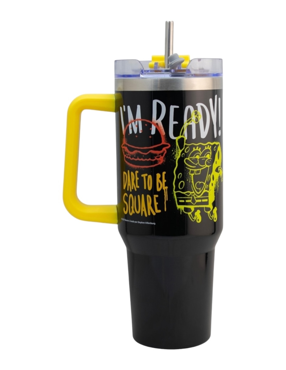 Termo de acero inoxidable Bob Esponja con tapa rosca 1.2 L
