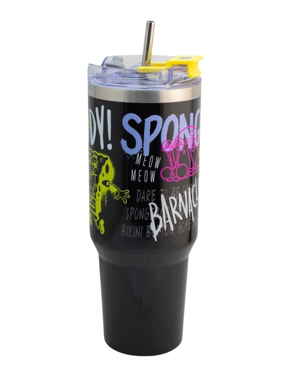 Termo de acero inoxidable Bob Esponja con tapa rosca 1.2 L 2