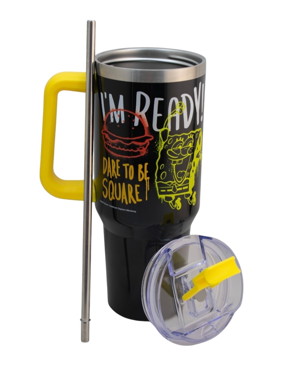 Termo de acero inoxidable Bob Esponja con tapa rosca 1.2 L 3