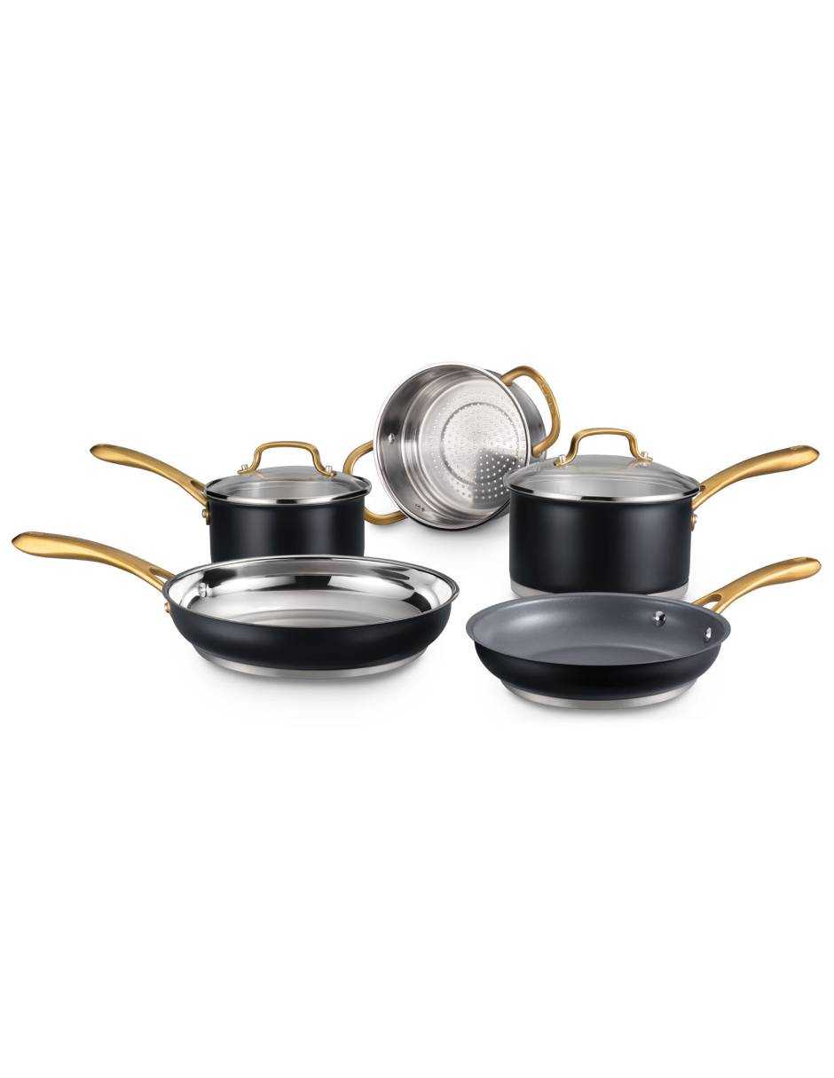 Batería de cocina de acero inoxidable antiadherente convencional 7 piezas