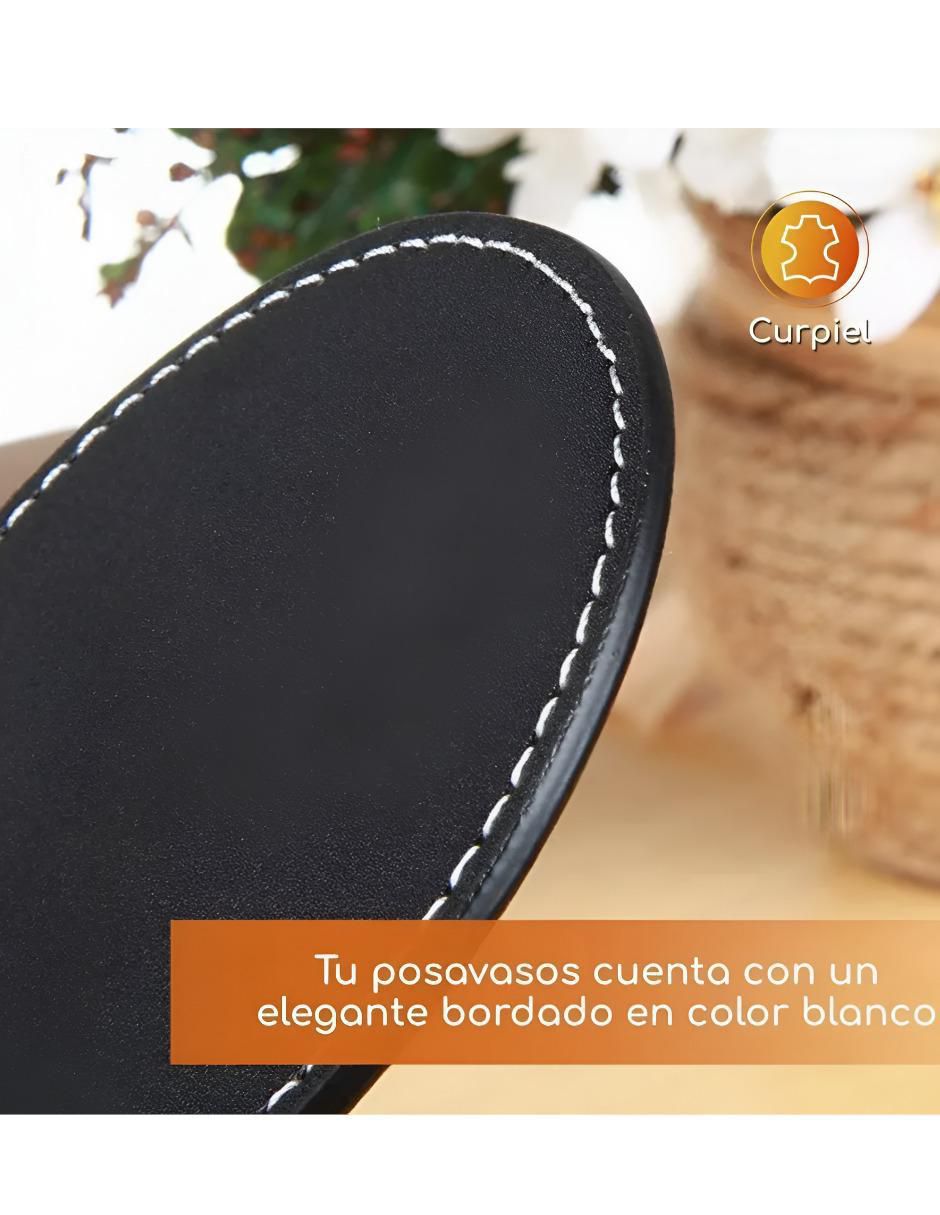 Set de portavasos de cuero 8 piezas 2