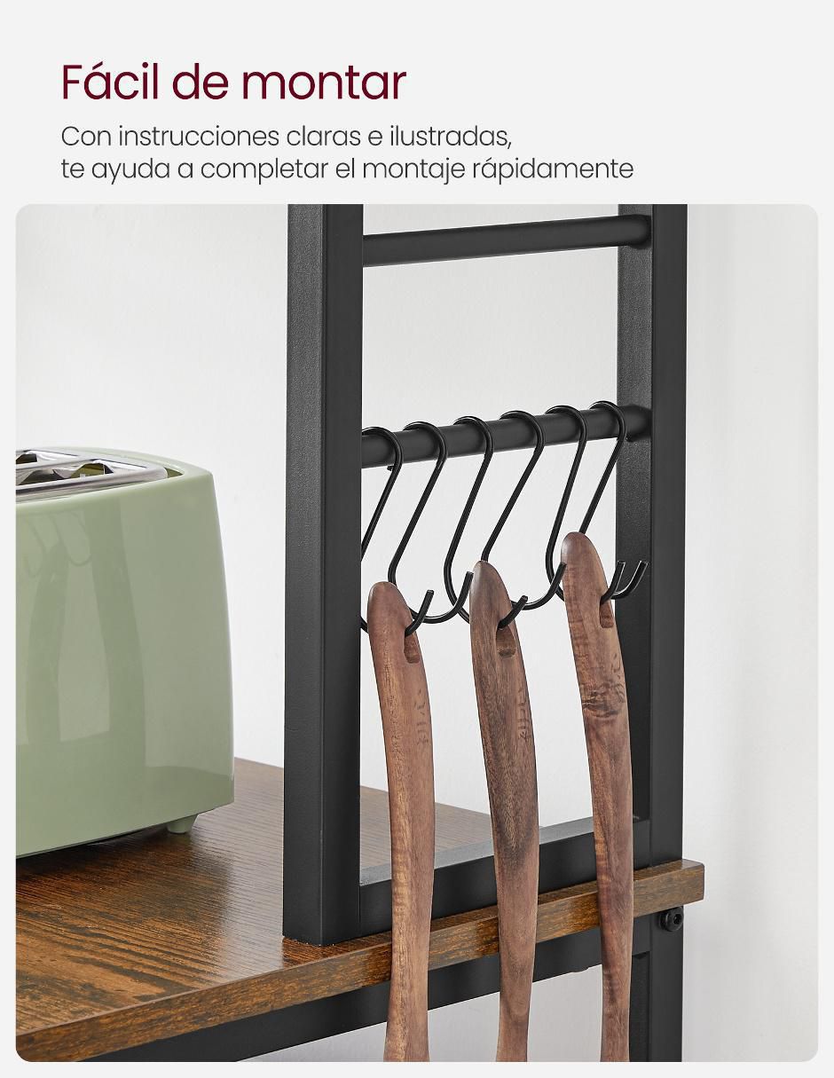 Estante de madera con metal MKKS024B01 2