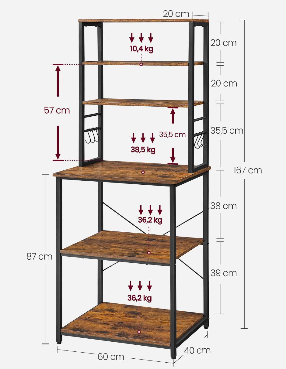 Estante de madera con metal MKKS024B01 4