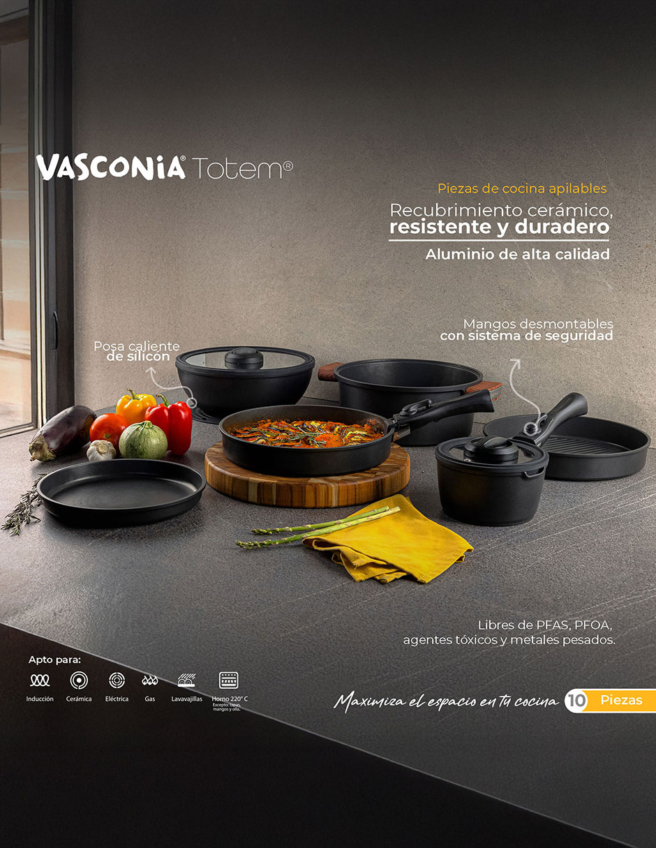 Batería de cocina Cooking Totem de aluminio antiadherente cerámica 10 piezas 4