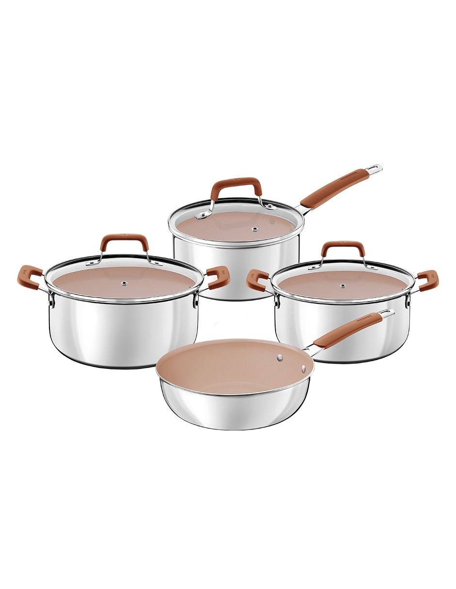 Batería de cocina Romagna de acero inoxidable antiadherente cerámica 7 piezas Batería de cocina Romagna de acero inoxidable antiadherente cerámica 7 piezas