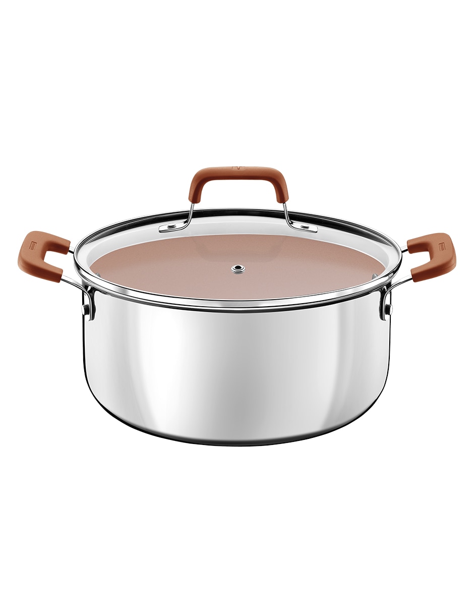 Batería de cocina Romagna de acero inoxidable antiadherente cerámica 7 piezas 3