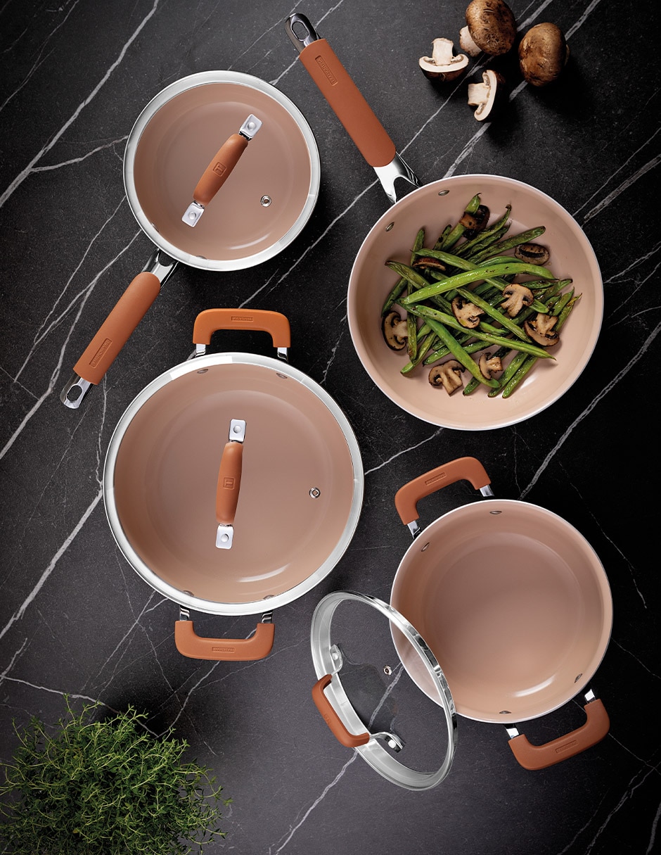 Batería de cocina Romagna de acero inoxidable antiadherente cerámica 7 piezas 7