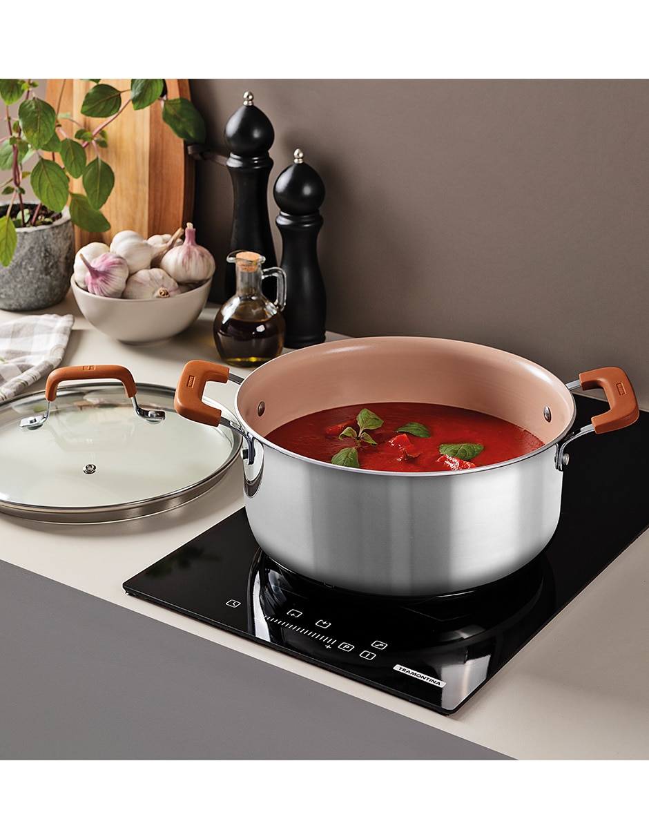 Batería de cocina Romagna de acero inoxidable antiadherente cerámica 7 piezas 9
