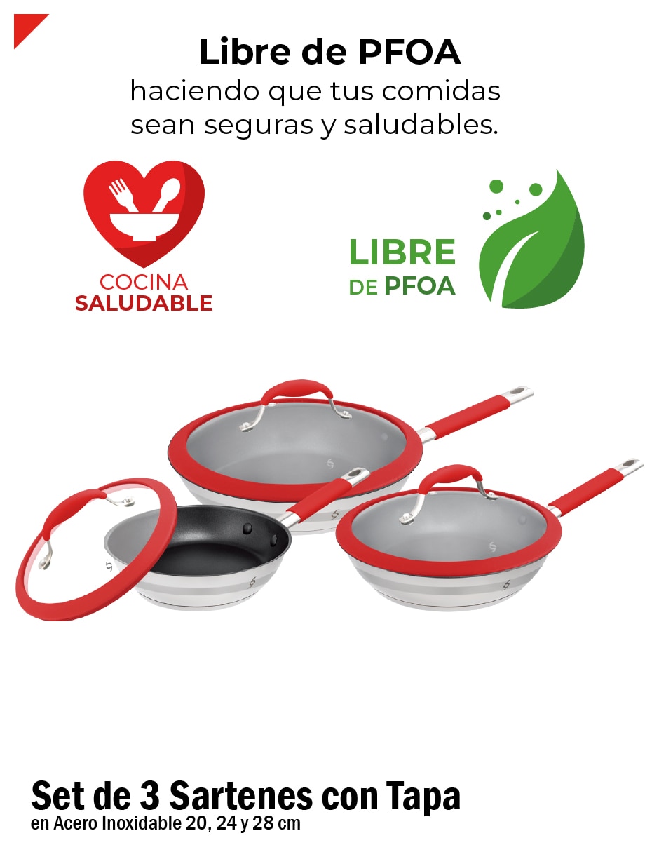Set de sartenes con tapa de acero inoxidable 6 piezas 6