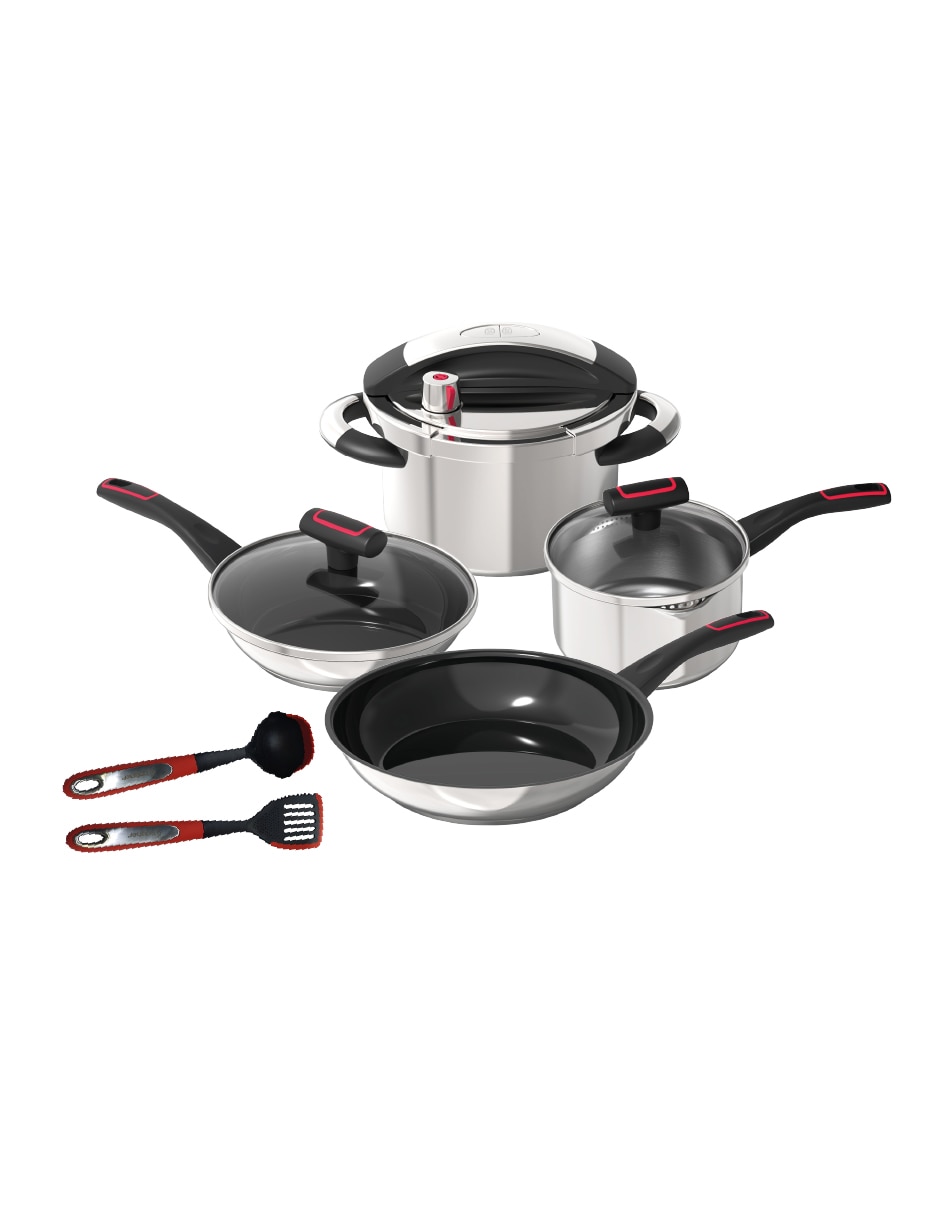 Batería de cocina de acero inoxidable antiadherente titanio 9 piezas
