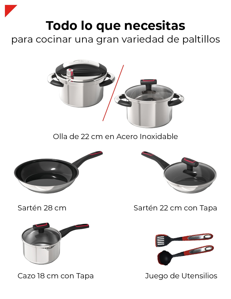 Batería de cocina de acero inoxidable antiadherente titanio 9 piezas 8