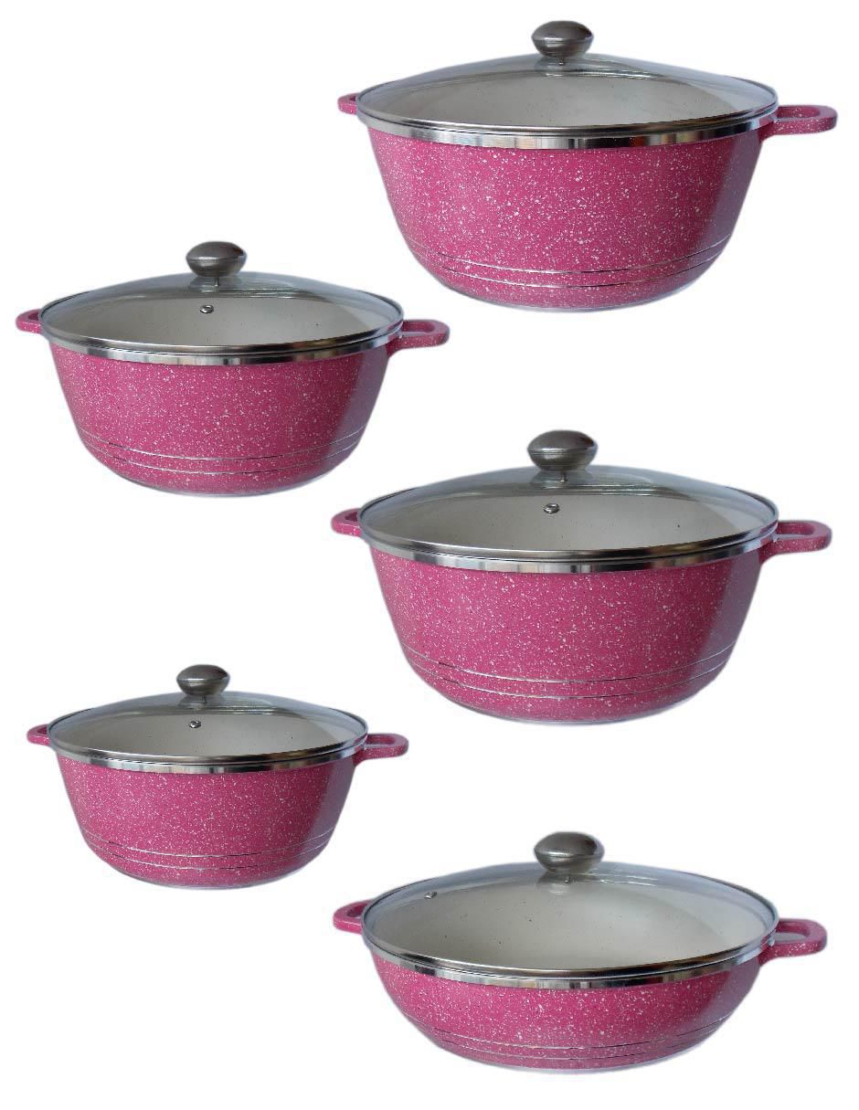 Batería de cocina de aluminio fundido antiadherente minerales naturales 10 piezas Batería de cocina de aluminio fundido antiadherente minerales naturales 10 piezas