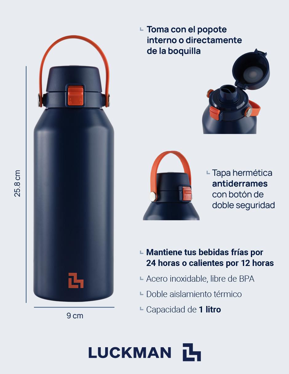 Termo luckman "de" acero inoxidable leo "con tapa" flip top 1 l