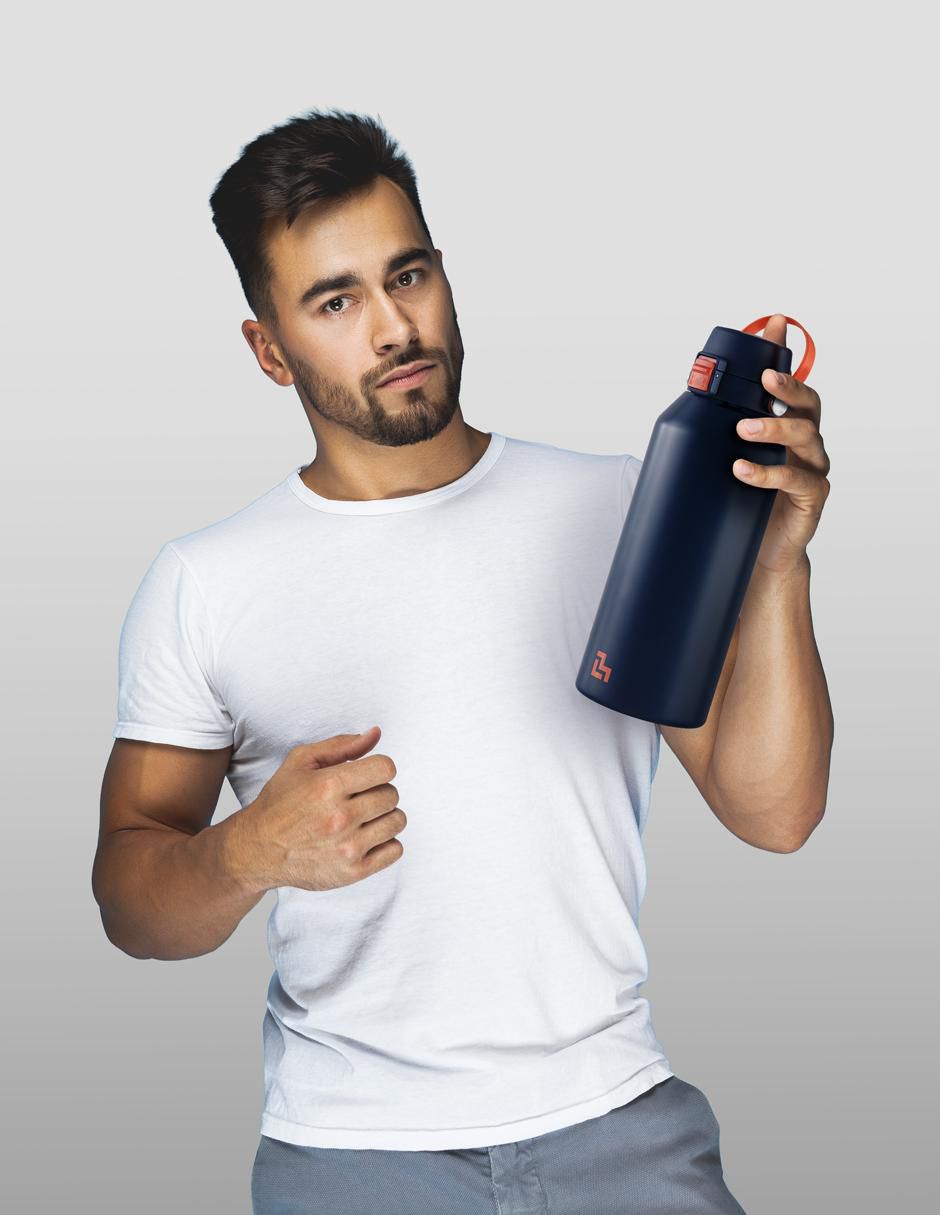 Termo luckman "de" acero inoxidable leo "con tapa" flip top 1 l
