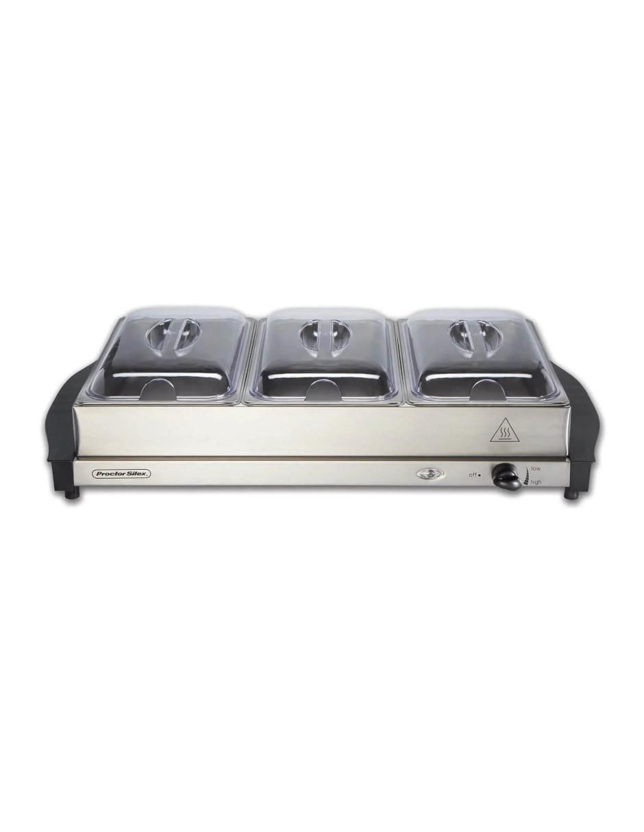 Chafer Bufetera de acero inoxidable 3 compartimentos