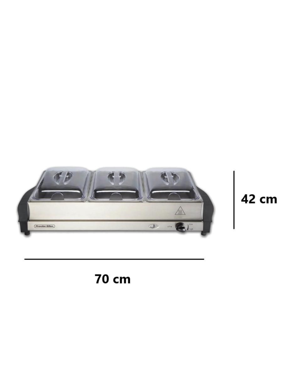 Chafer Bufetera de acero inoxidable 3 compartimentos 5