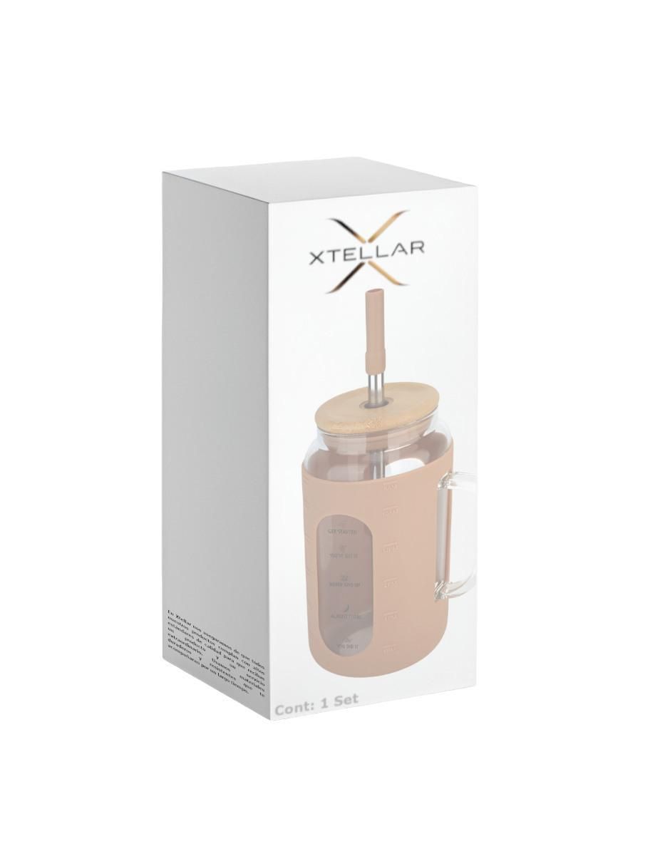 Vaso con tapa y popote de vidrio con 3 piezas 4