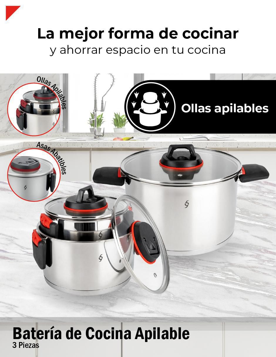 Batería de cocina de acero inoxidable 6 piezas 2