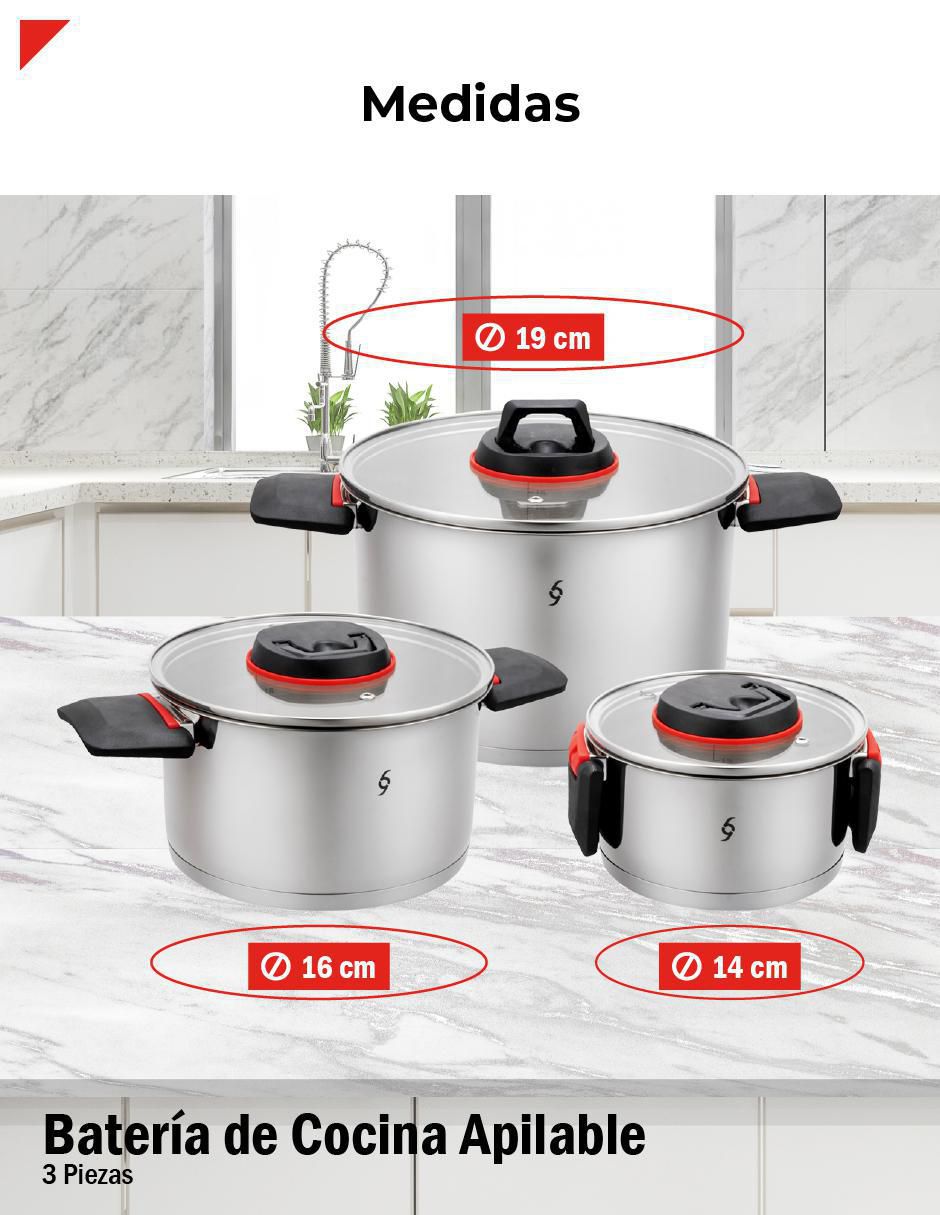 Batería de cocina de acero inoxidable 6 piezas 9