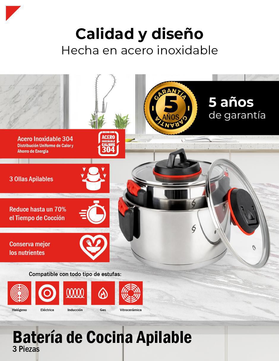 Batería de cocina de acero inoxidable 6 piezas 3