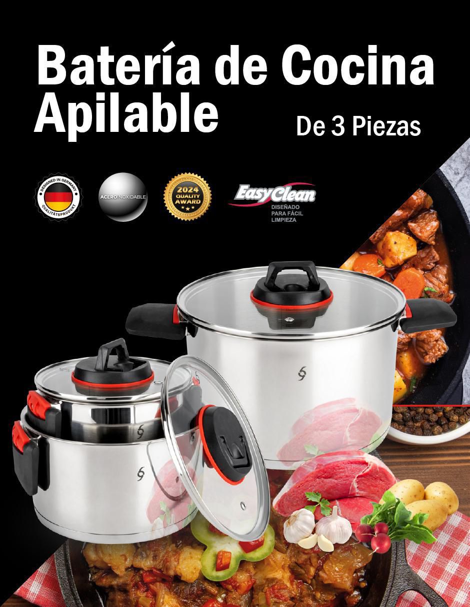 Batería de cocina de acero inoxidable 6 piezas 8