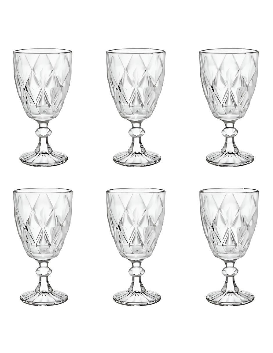 Set de copas para vino de cristal 6 piezas piezas