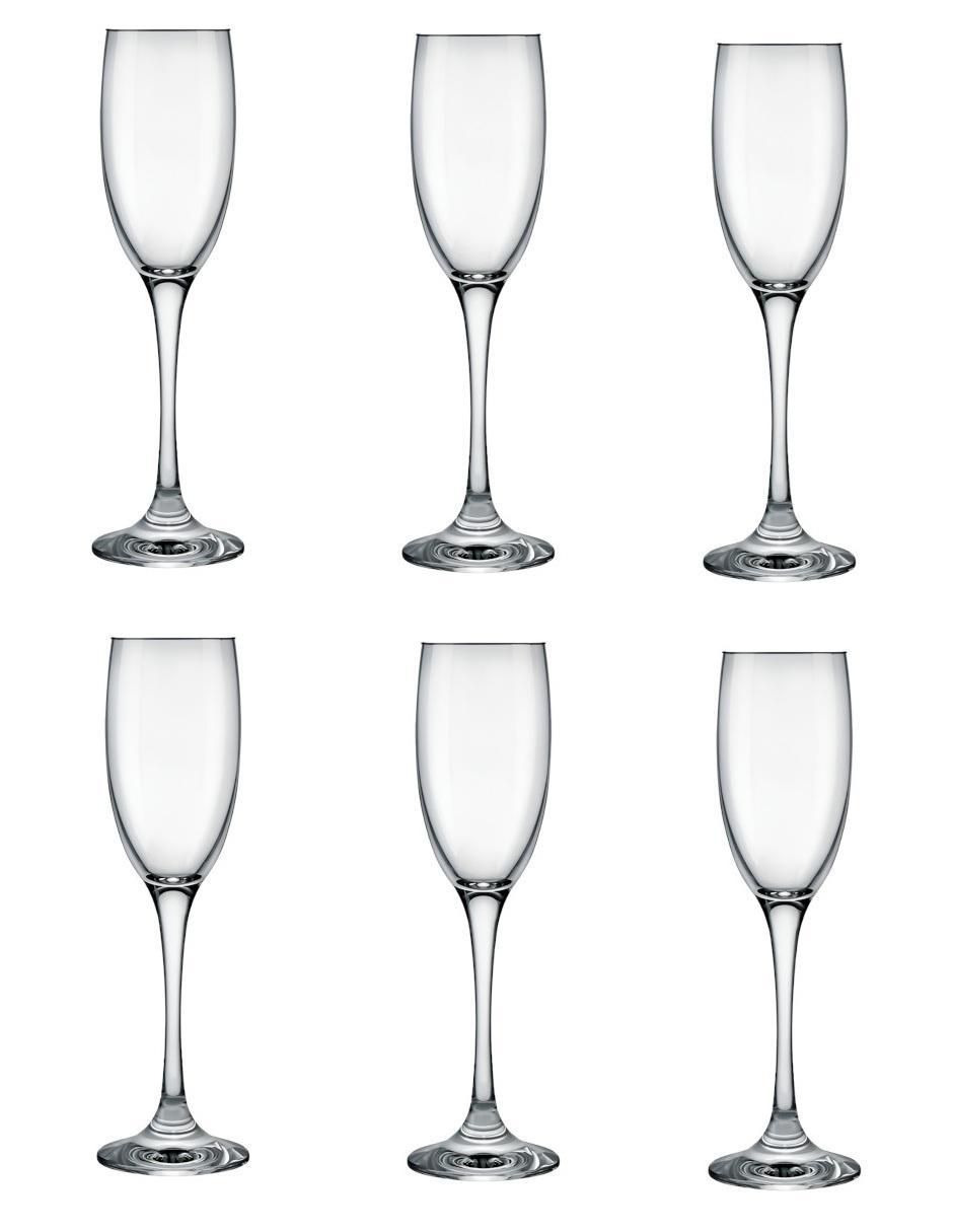 Set de copas para champán de cristal 6 piezas