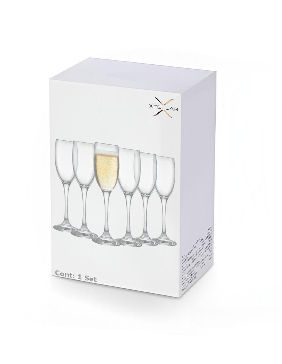 Set de copas para champán de cristal 6 piezas 4