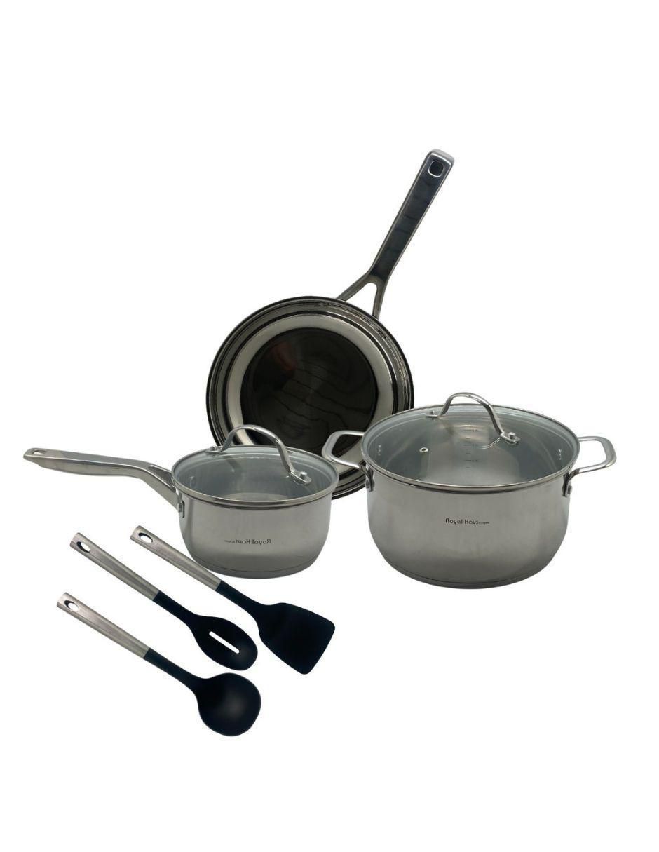 Batería de cocina Diamond de acero inoxidable antiadherente convencional 8 piezas