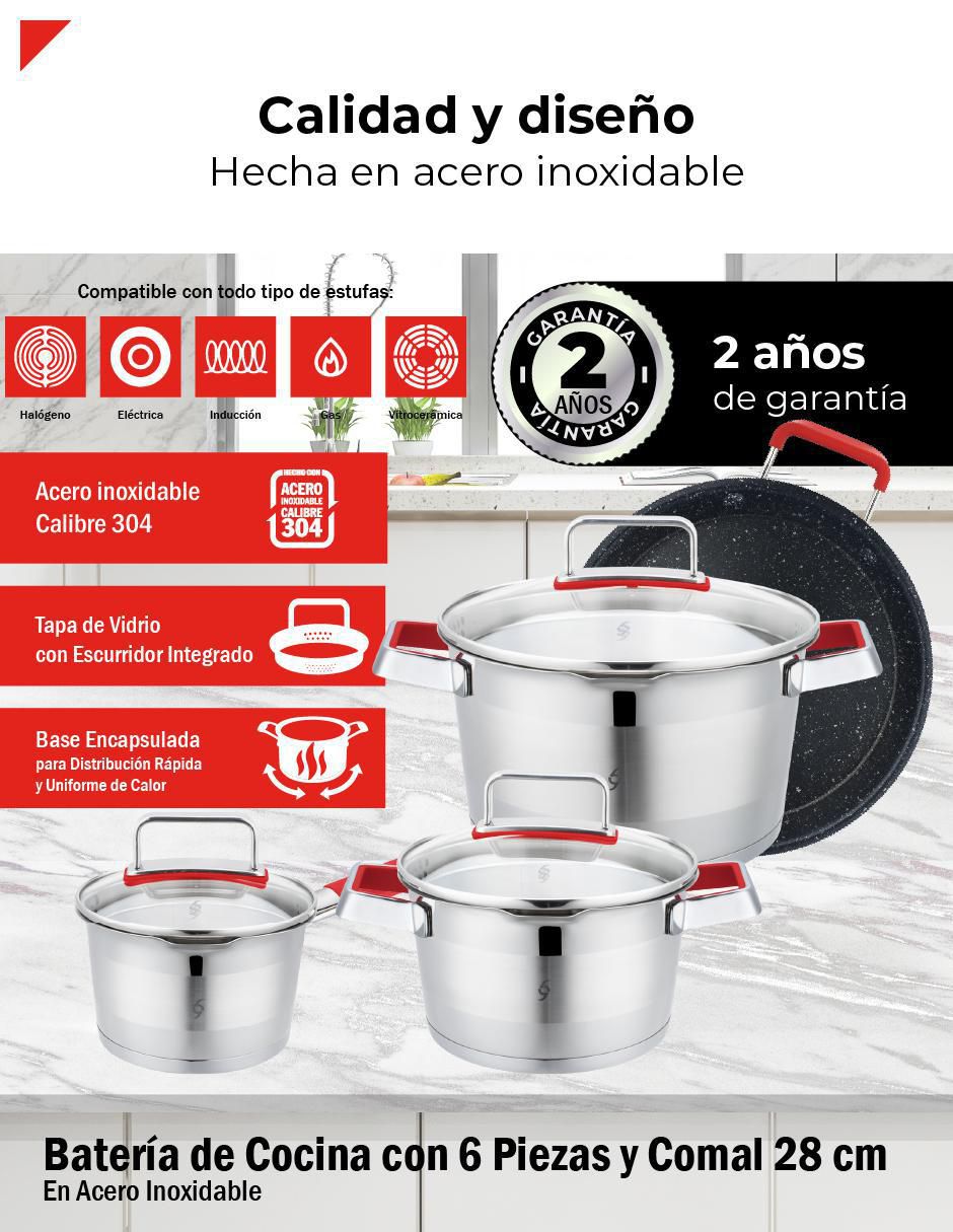 Batería de cocina de acero inoxidable 7 piezas 3