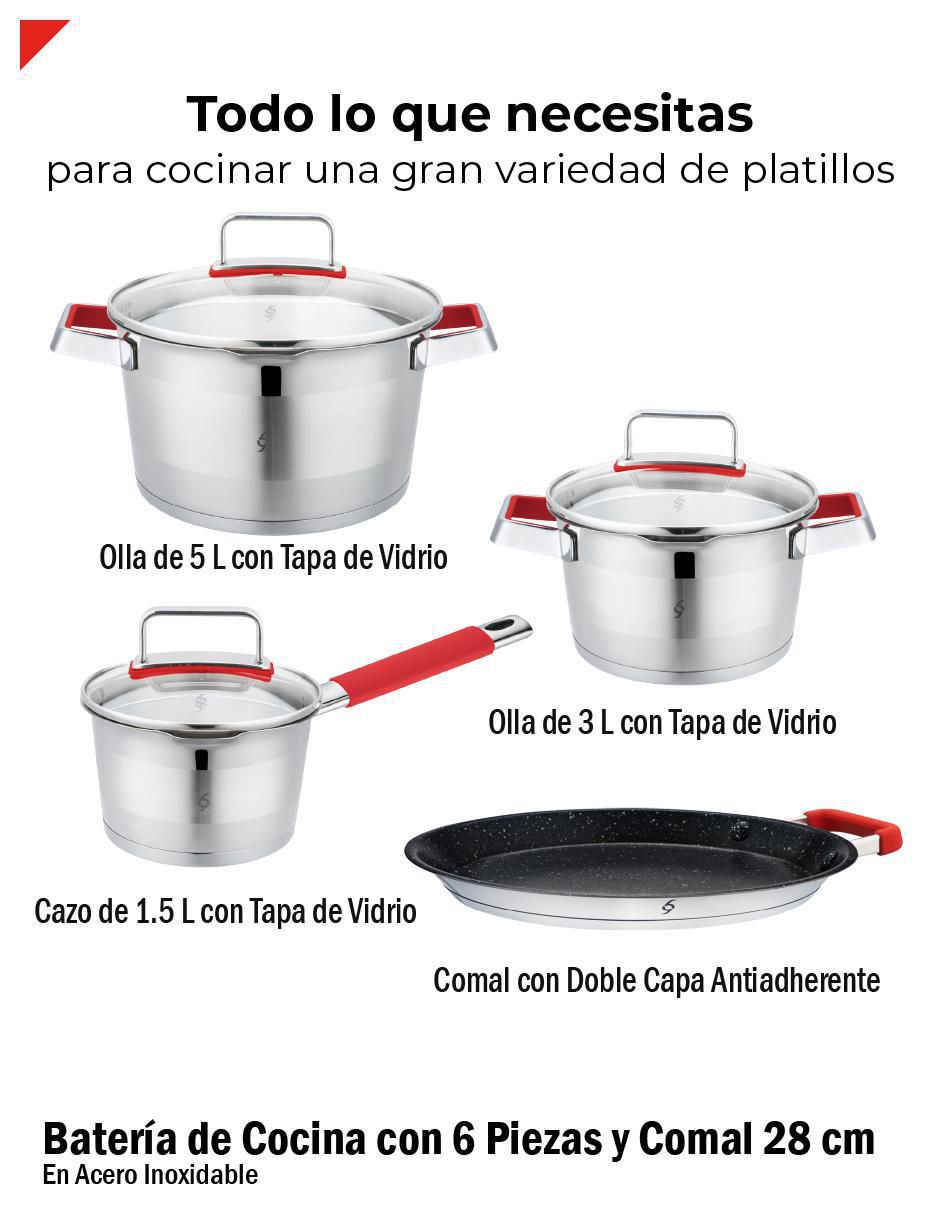 Batería de cocina de acero inoxidable 7 piezas 7