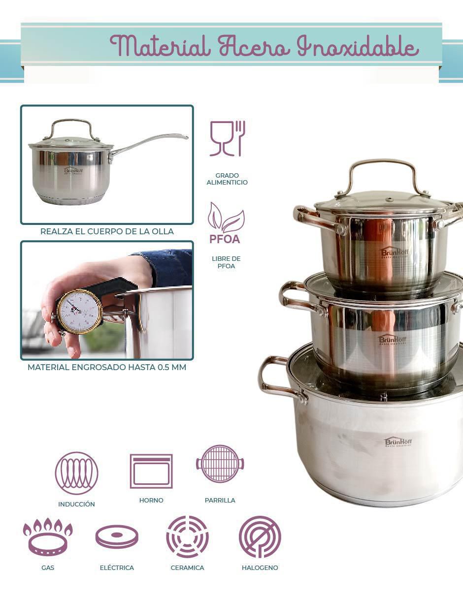 Batería de cocina de acero inoxidable 12 piezas 2