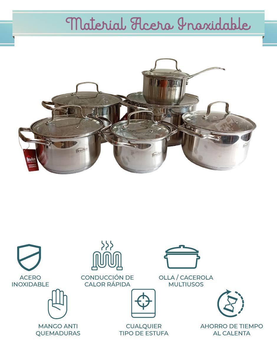 Batería de cocina de acero inoxidable 12 piezas 3