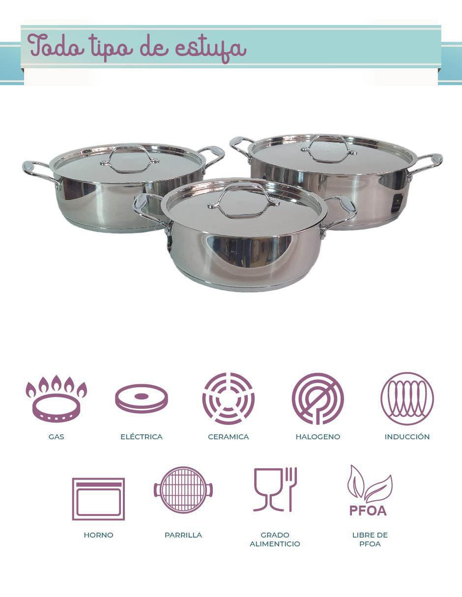 Batería de cocina de acero inoxidable 6 piezas 3