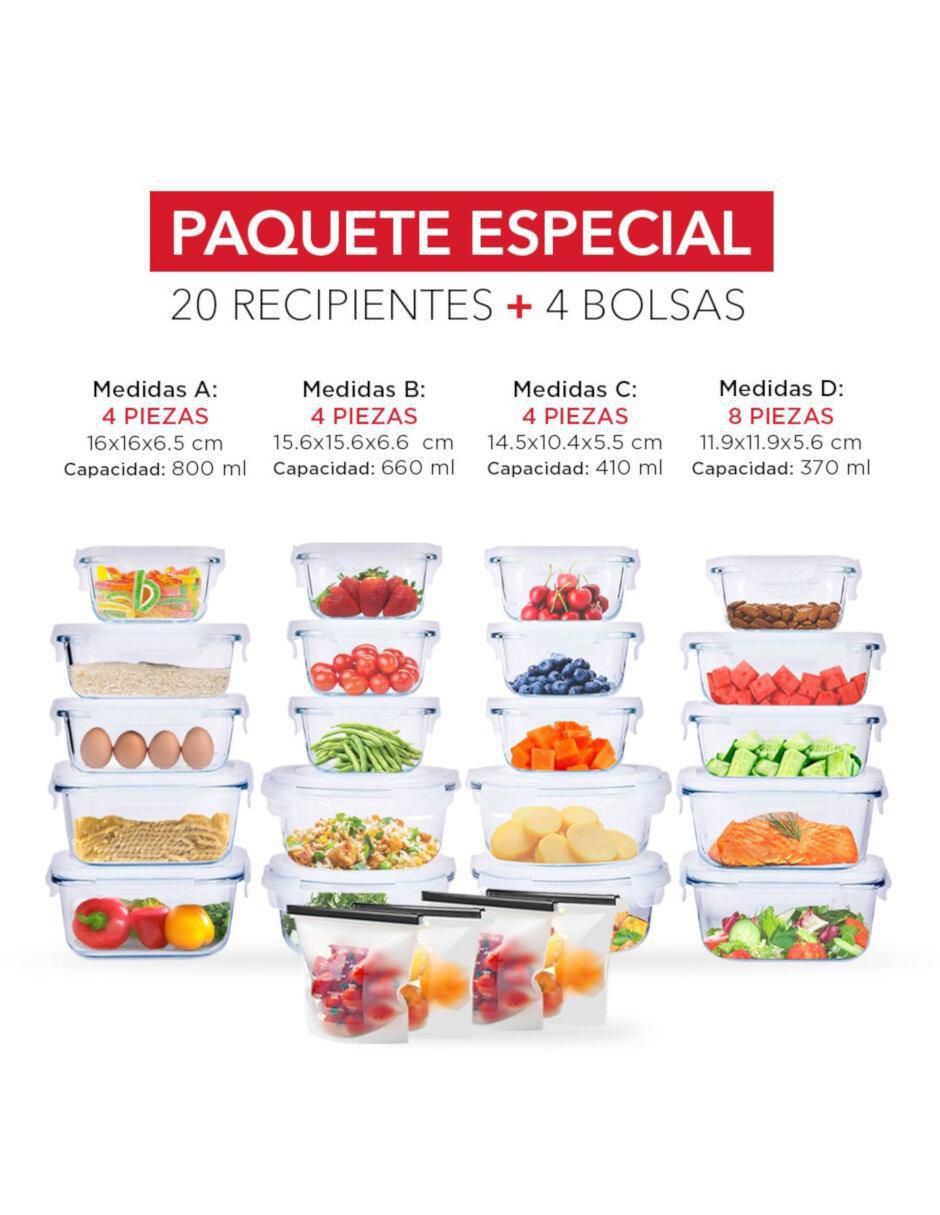 Set de contenedor para refrigerador de vidrio 20 piezas 16
