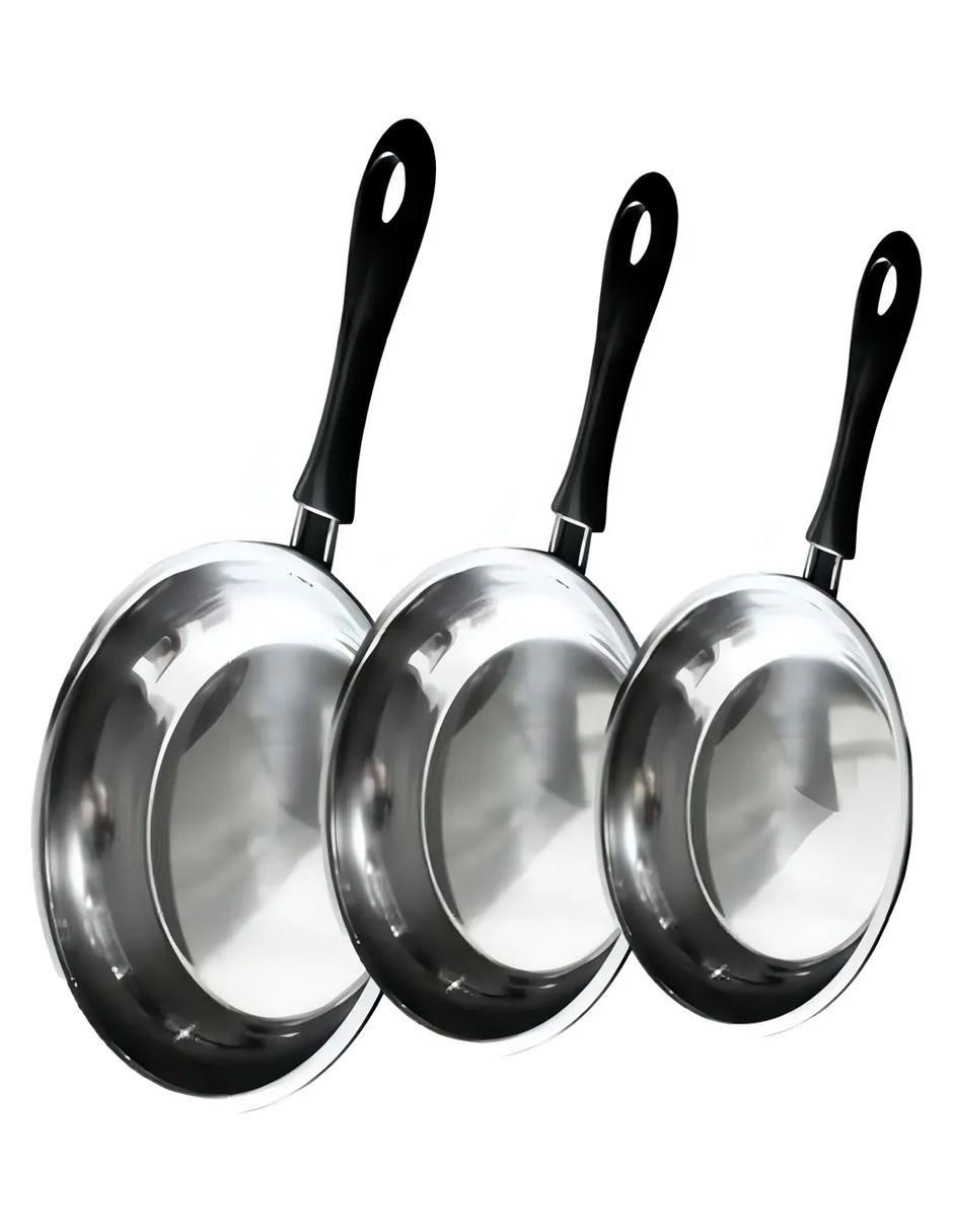 Set de sartenes de acero inoxidable 3 piezas 3
