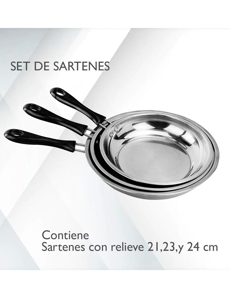 Set de sartenes de acero inoxidable 3 piezas 5