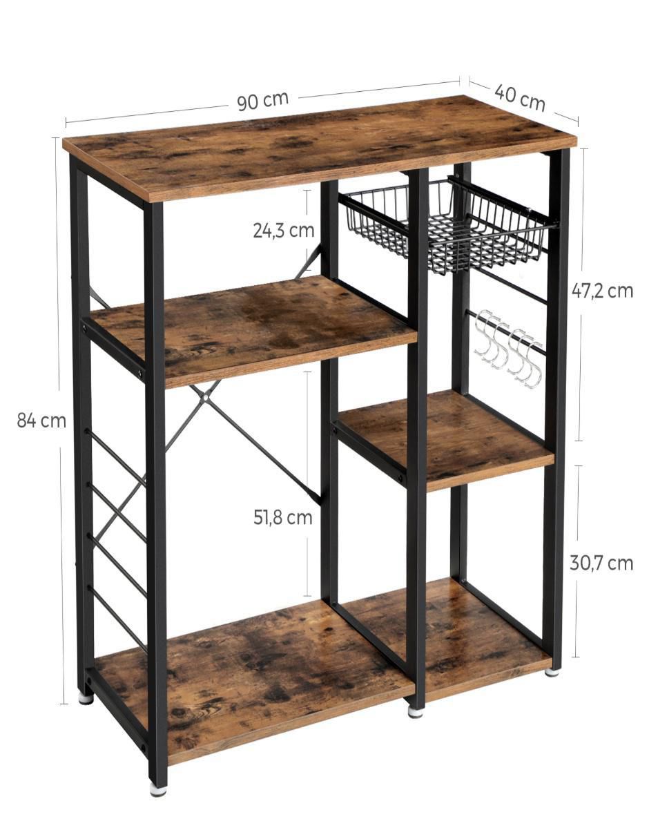 Estante de madera con metal Bellita mkks90x 4