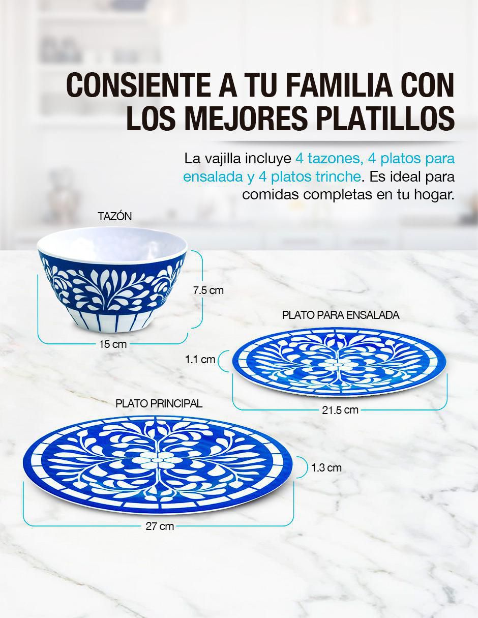 Vajilla cerrada de melamina para 4 personas 8