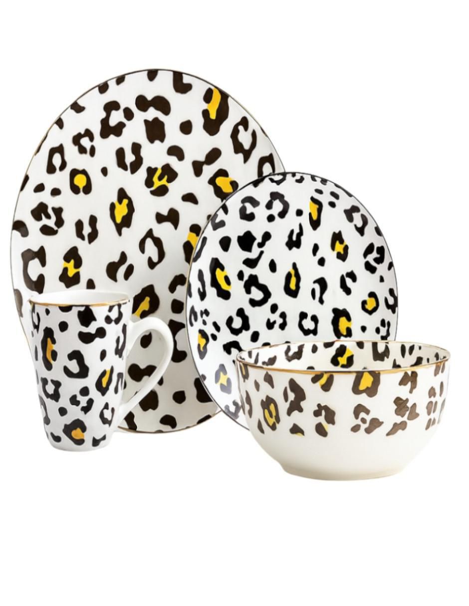 Vajilla cerrada animal print de cerámica para 6 personas 5