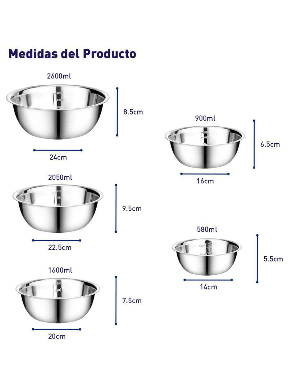 Set bowl 5 piezas de acero inoxidable 6