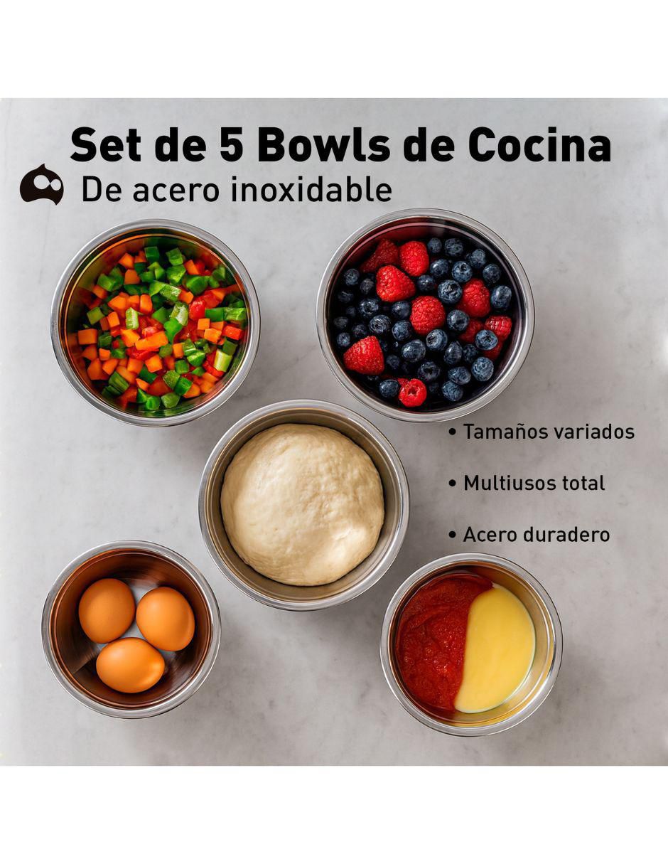 Set bowl 5 piezas de acero inoxidable 3