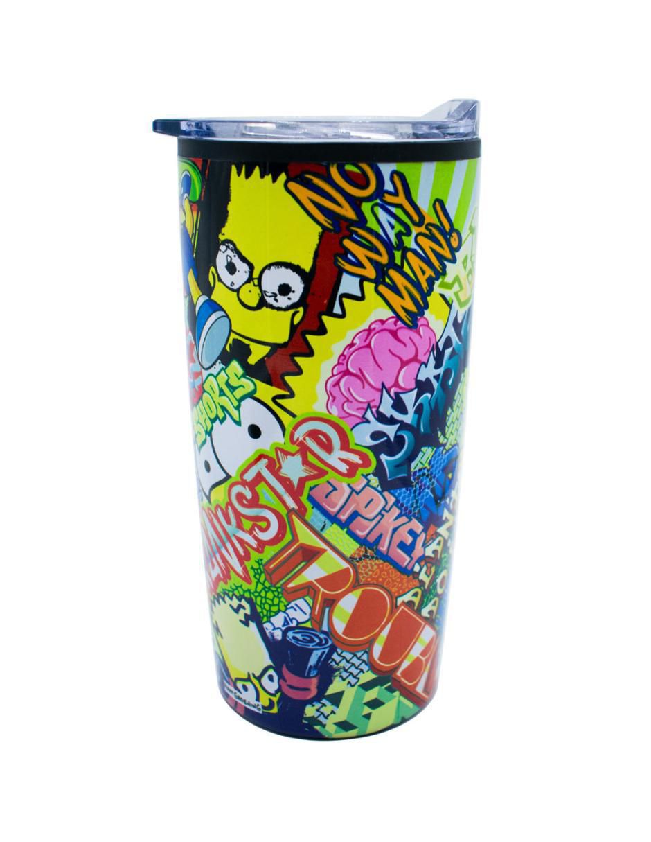 Termo de acero inoxidable Los Simpson con tapa a presión 450 ml Termo de acero inoxidable Los Simpson con tapa a presión 450 ml